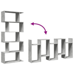 Berkfield Room Divider Bookcase 5-Tier Concrete Grey 70X24X161 Cm Engineered Wood - thumbnail 8