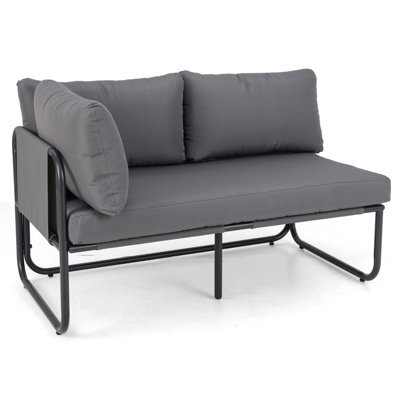 Gainoom Grey Patio Loveseat Sofa Couch Outdoor Furniture W/ Adjustable Foot Pads - image 1