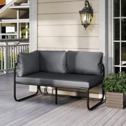 Gainoom Grey Patio Loveseat Sofa Couch Outdoor Furniture W/ Adjustable Foot Pads - thumbnail 3