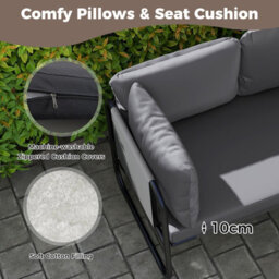 Gainoom Grey Patio Loveseat Sofa Couch Outdoor Furniture W/ Adjustable Foot Pads - thumbnail 8