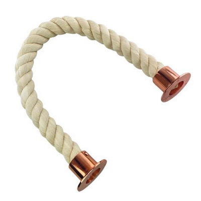 Ropeservices Uk 36mm Natural Cotton Barrier Rope X 4 Metres Copper Bronze Cup Ends - image 1