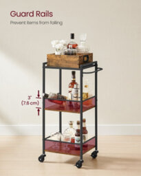 LEDREM Kitchen Serving Cart With Removable Tray, 3-Tier Kitchen Utility Cart On Wheels With Storage, With Brakes, Levelling Feet - thumbnail 5