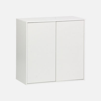 Sweeek - Sideboard White Wood Effect 2-Door Storage Unit W 70 X D 35 X H 70 Cm - Kompo - image 1