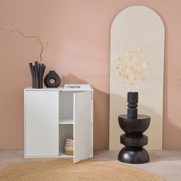 Sweeek - Sideboard White Wood Effect 2-Door Storage Unit W 70 X D 35 X H 70 Cm - Kompo - thumbnail 8