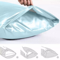 Ameha Sky Blue Stain Silk Pillowcase Soft Anti Wrinkle Envelop Closure Pillow Cover For Hair & Skin Friendly 50X75Cm 4 Pair - thumbnail 6