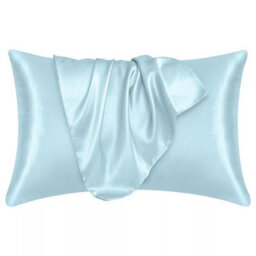 Ameha Sky Blue Stain Silk Pillowcase Soft Anti Wrinkle Envelop Closure Pillow Cover For Hair & Skin Friendly 50X75Cm 4 Pair - thumbnail 5