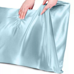 Ameha Sky Blue Stain Silk Pillowcase Soft Anti Wrinkle Envelop Closure Pillow Cover For Hair & Skin Friendly 50X75Cm 4 Pair - thumbnail 9