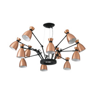 Luminosa Lighting Luminosa Retro 12 Light Multi Arm Ceiling Pendant White, Copper, E14 - image 1