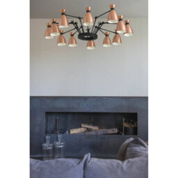 Luminosa Lighting Luminosa Retro 12 Light Multi Arm Ceiling Pendant White, Copper, E14 - thumbnail 2