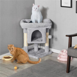 Yaheetech Light Grey 59Cm 2-Level Cat Tower Cat Tree Condo With Wide Perch - thumbnail 1