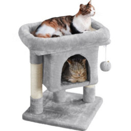 Yaheetech Light Grey 59Cm 2-Level Cat Tower Cat Tree Condo With Wide Perch - thumbnail 2