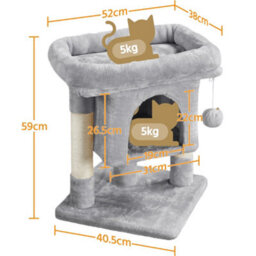 Yaheetech Light Grey 59Cm 2-Level Cat Tower Cat Tree Condo With Wide Perch - thumbnail 3