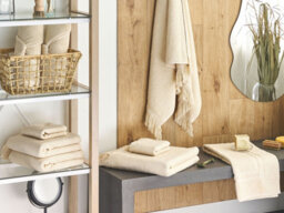 Beliani Set Of 9 Towels Atiu Terry Cotton Beige - thumbnail 2
