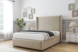 "Comfort Ayla Almond Coniston Divan Bed Set No Drawers - 54"" Wingback & 12"" Footboard 4'6 Double" - thumbnail 2
