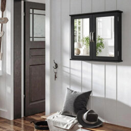 Wall Mounted Bathroom Mirror Cabinet Wooden Storage Cupboard - thumbnail 6