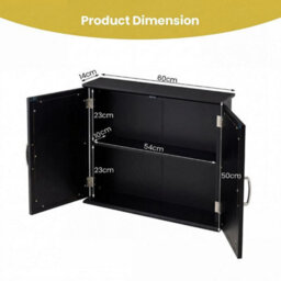 Wall Mounted Bathroom Mirror Cabinet Wooden Storage Cupboard - thumbnail 2