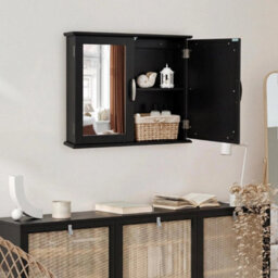 Wall Mounted Bathroom Mirror Cabinet Wooden Storage Cupboard - thumbnail 4