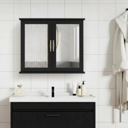 Wall Mounted Bathroom Mirror Cabinet Wooden Storage Cupboard - thumbnail 3