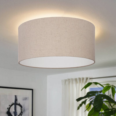 Eglo Feniglia Natural Linen Drum-Shaped Ceiling Light - image 1