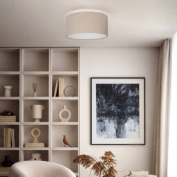 Eglo Feniglia Natural Linen Drum-Shaped Ceiling Light - thumbnail 2