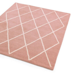 Pink Chequered Geometric Handmade Luxurious Modern Easy To Clean Rug For Dining Room Bed Room And Living Room-160Cm X 230Cm - thumbnail 3