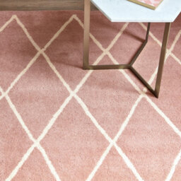 Pink Chequered Geometric Handmade Luxurious Modern Easy To Clean Rug For Dining Room Bed Room And Living Room-160Cm X 230Cm - thumbnail 1