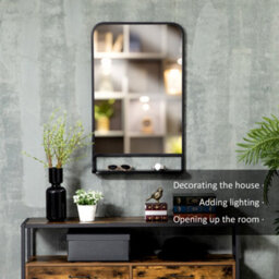 Homcom Rectangle Wall Mirror With Shelf 86 X 53 Cm, For Living Room, Bedroom - thumbnail 4