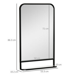 Homcom Rectangle Wall Mirror With Shelf 86 X 53 Cm, For Living Room, Bedroom - thumbnail 3