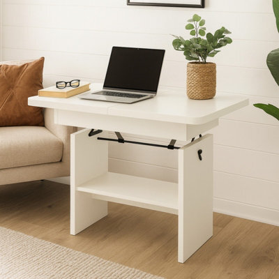 Modern Extendable Coffee Table Janek 116 -156 Cm Pvc Veneer Living Room Table Alpine White - image 1
