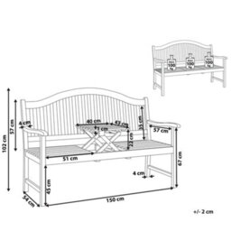 Beliani Garden Bench Hilo 150 Cm Acacia Wood Brown - thumbnail 3