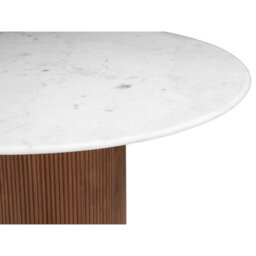 Luxor Natural Marble And Wood Pedestal Dining Table 6 Seater 120Cm - thumbnail 4