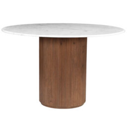 Luxor Natural Marble And Wood Pedestal Dining Table 6 Seater 120Cm - thumbnail 2