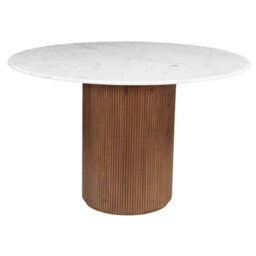 Luxor Natural Marble And Wood Pedestal Dining Table 6 Seater 120Cm - thumbnail 3
