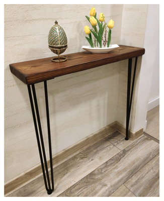 Moderix Rustic Console Table 175mm Hairpin 3R 1016mm Dark Oak Length Of 100Cm - image 1