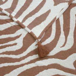 Throw Ecru & Terracotta Bali Boho Woven Animal Throw (L) 150Cm X (W) 120Cm - thumbnail 4