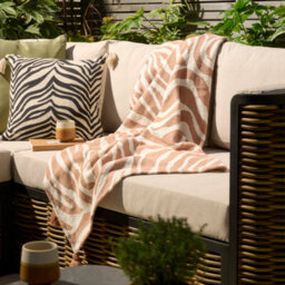 Throw Ecru & Terracotta Bali Boho Woven Animal Throw (L) 150Cm X (W) 120Cm