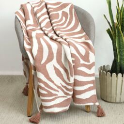 Throw Ecru & Terracotta Bali Boho Woven Animal Throw (L) 150Cm X (W) 120Cm - thumbnail 2