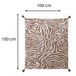 Throw Ecru & Terracotta Bali Boho Woven Animal Throw (L) 150Cm X (W) 120Cm - thumbnail 7