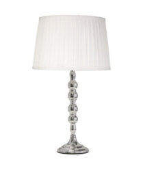 Lighting Supermarket Bergen Slimline Silver Chrome Candlestick Table Lamp With Ivory Pleated Shade - thumbnail 1