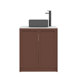 Royal Bathrooms Royal Bathroom Elmore 700mm Terracotta Clay Freestanding Bathroom Vanity Unit 2 Door Plain White Worktop With Art Square Basin - thumbnail 7
