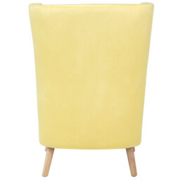 Wyld And Coco Luxenest Wingback Chair Yellow Velvet High Back With Slanted Rubberwood Legs - thumbnail 6