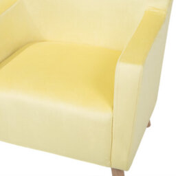Wyld And Coco Luxenest Wingback Chair Yellow Velvet High Back With Slanted Rubberwood Legs - thumbnail 9