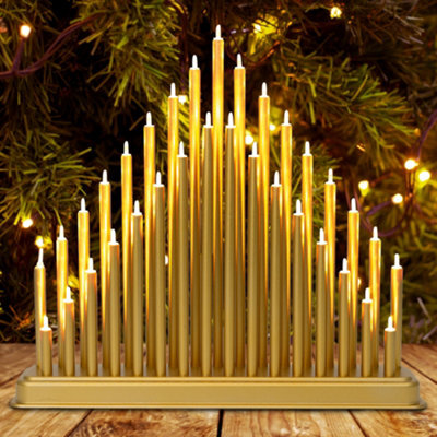 Globrite Gold Candle Bridge - 33 Led Lights - Usb Powered Christmas Arch - Table Centrepiece - Window Sill Decoration - image 1