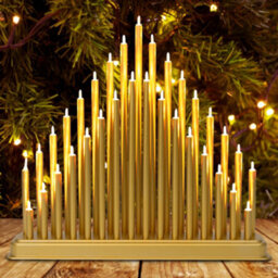 Globrite Gold Candle Bridge - 33 Led Lights - Usb Powered Christmas Arch - Table Centrepiece - Window Sill Decoration