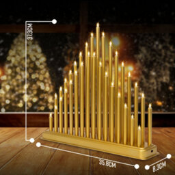 Globrite Gold Candle Bridge - 33 Led Lights - Usb Powered Christmas Arch - Table Centrepiece - Window Sill Decoration - thumbnail 6