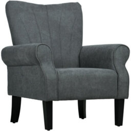Homcom Upholstered Modern Accent Chair, Armchair With Wood Legs, Grey - thumbnail 2