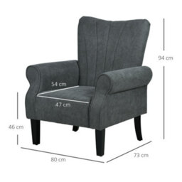 Homcom Upholstered Modern Accent Chair, Armchair With Wood Legs, Grey - thumbnail 3