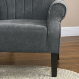 Homcom Upholstered Modern Accent Chair, Armchair With Wood Legs, Grey - thumbnail 8