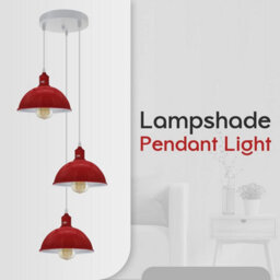 Modern Dome Red Pendant Lamp Shade 21Cm Industrial Metal Ceiling Light Shade Easy Fit Replacement Lightshades For Kitchen, Bedroom - thumbnail 2