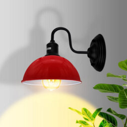 Modern Dome Red Pendant Lamp Shade 21Cm Industrial Metal Ceiling Light Shade Easy Fit Replacement Lightshades For Kitchen, Bedroom - thumbnail 6
